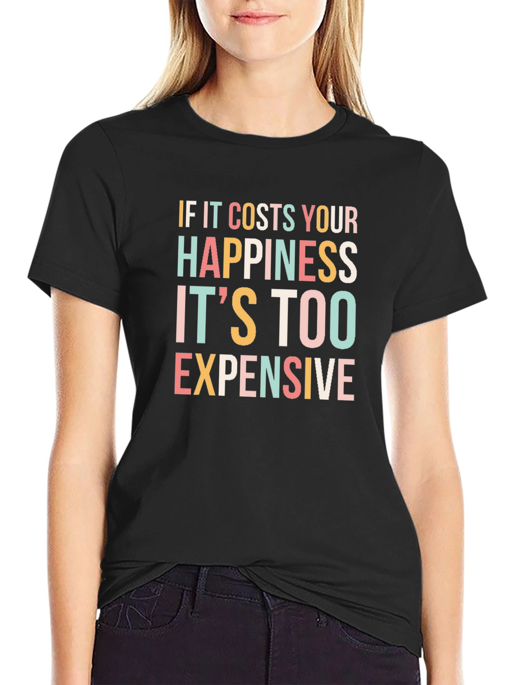 Happiness Cost T-Shirt - Black Graphic Tee