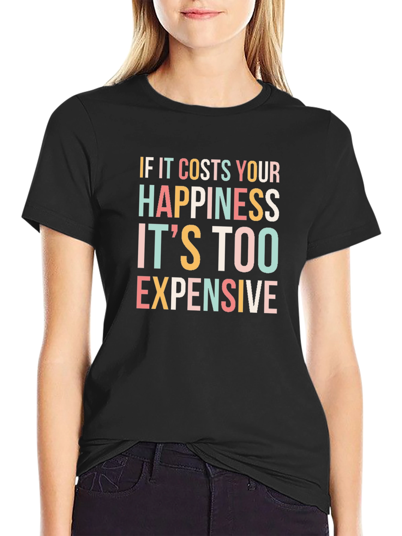 Happiness Cost T-Shirt - Black Graphic Tee