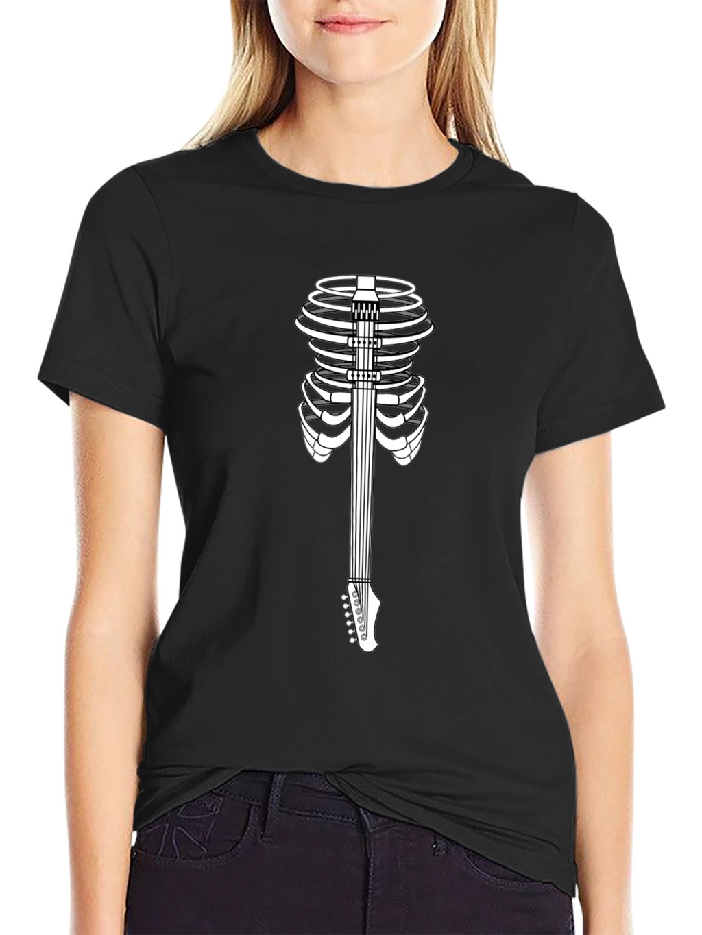 Guitar Rib Cage Graphic Tee - Black
