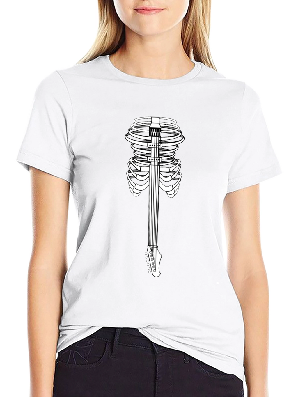 Guitar Rib Cage Graphic Tee - Black