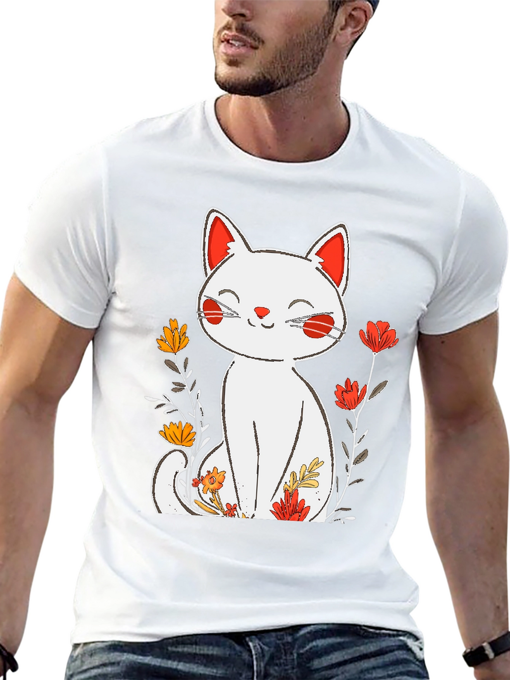 Floral Cat Graphic Tee
