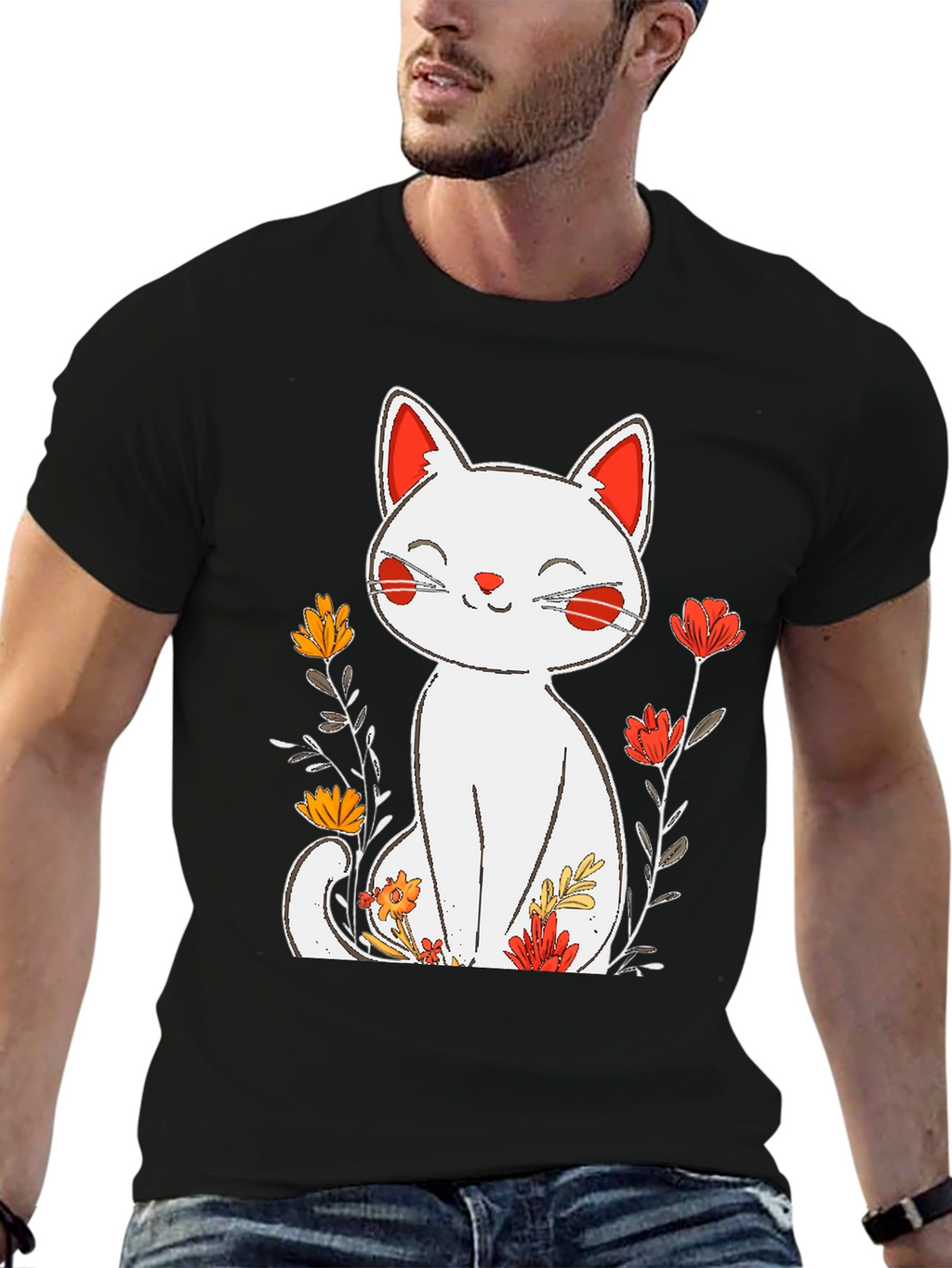 Floral Cat Graphic Tee