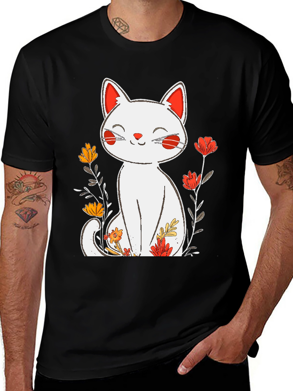Floral Cat Graphic Tee