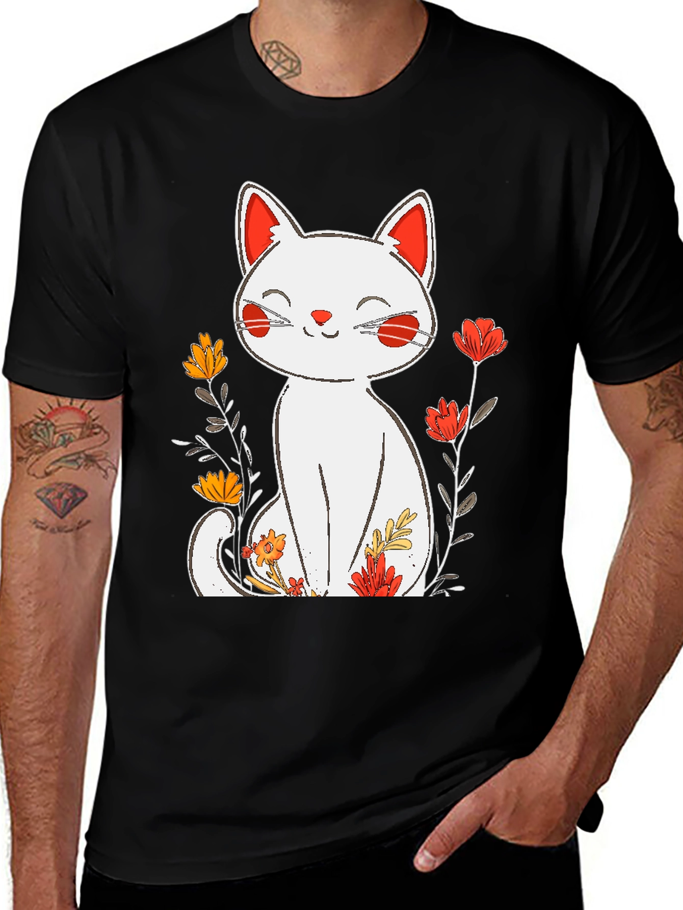 Floral Cat Graphic Tee