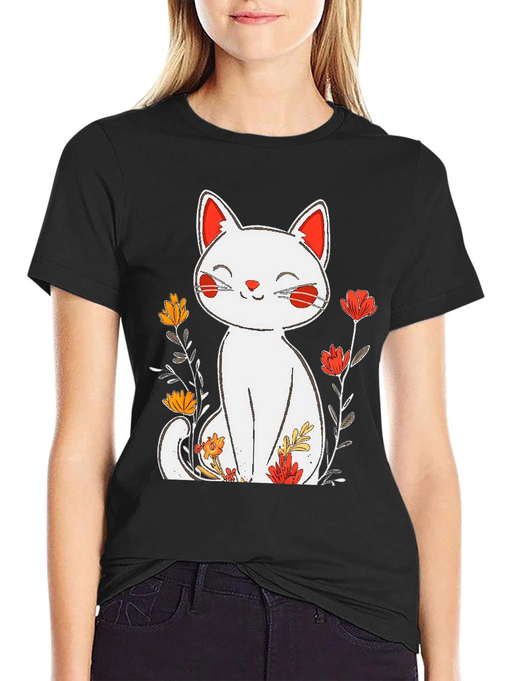 Floral Cat Graphic Tee