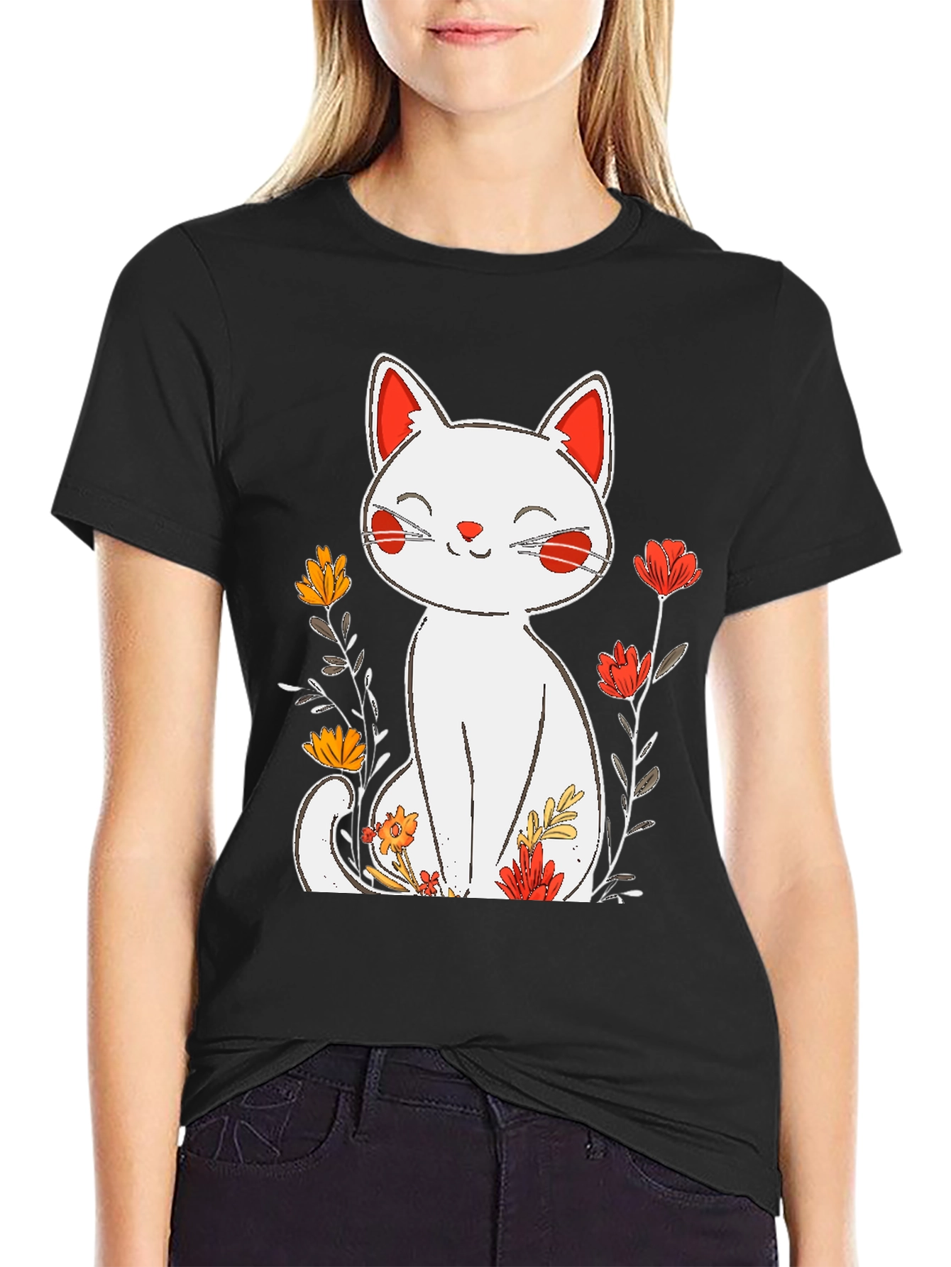 Floral Cat Graphic Tee