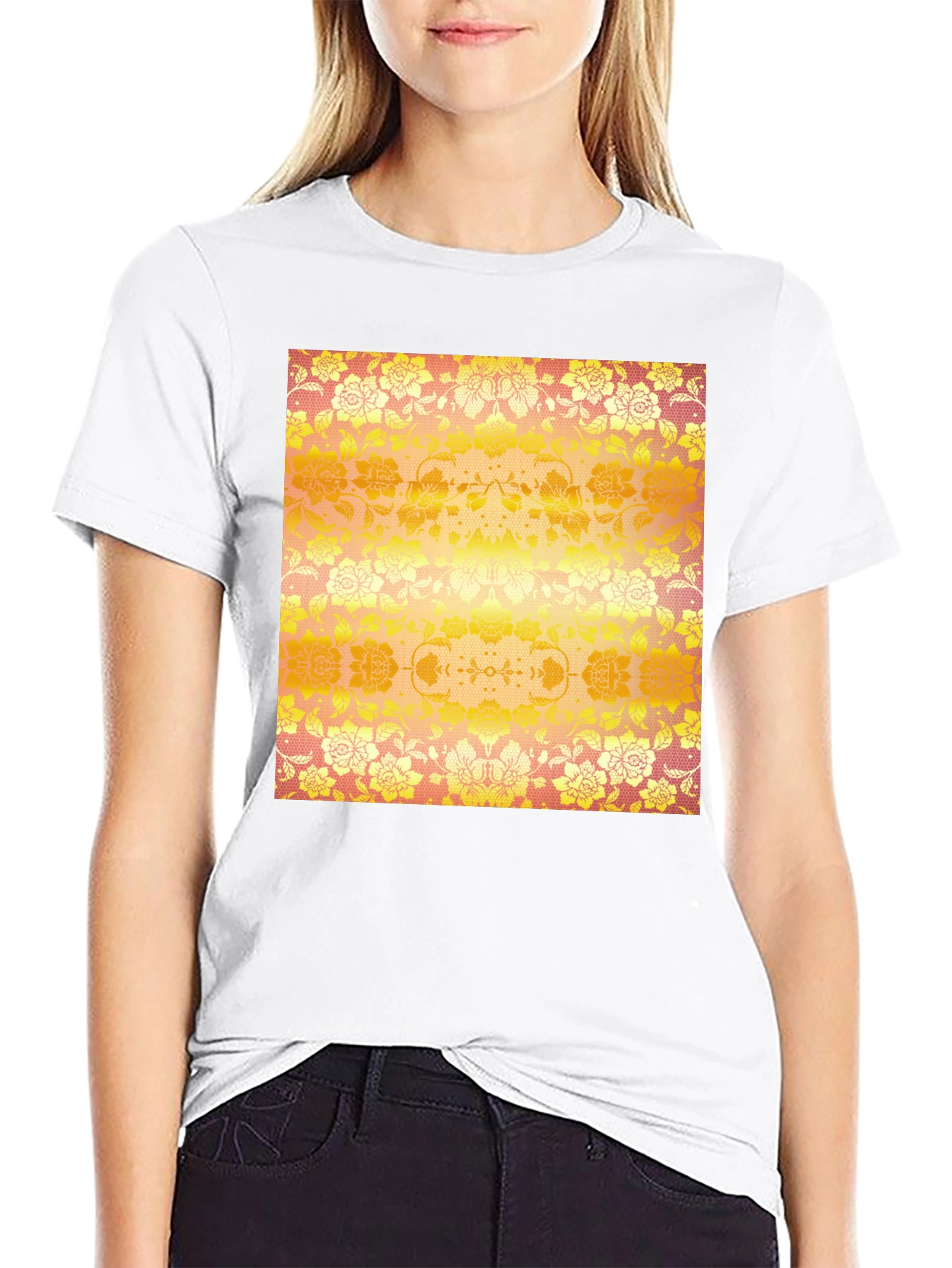 Floral Print T-Shirt - Unique Design