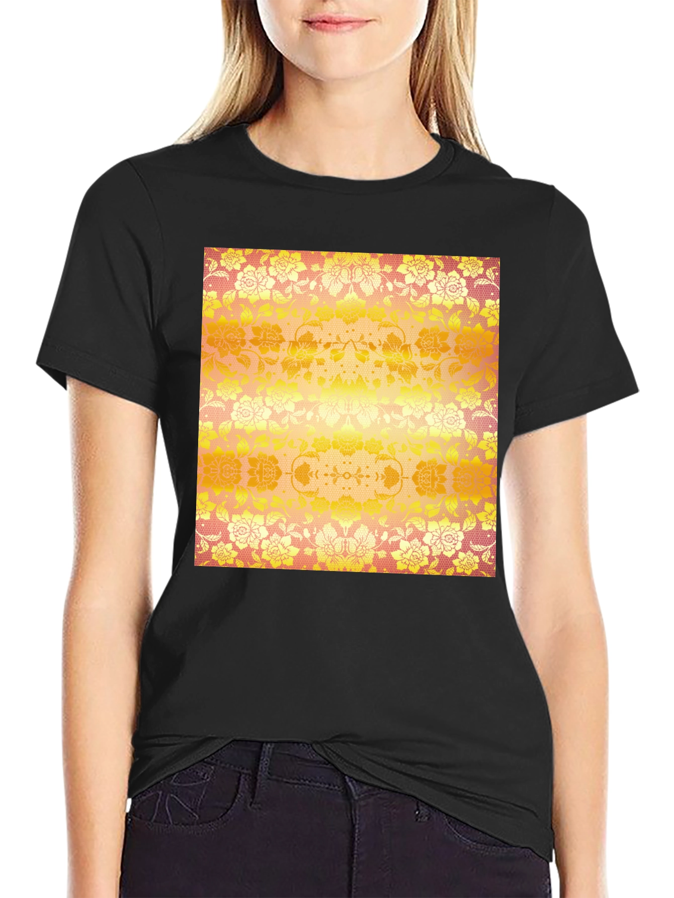 Floral Print T-Shirt - Unique Design