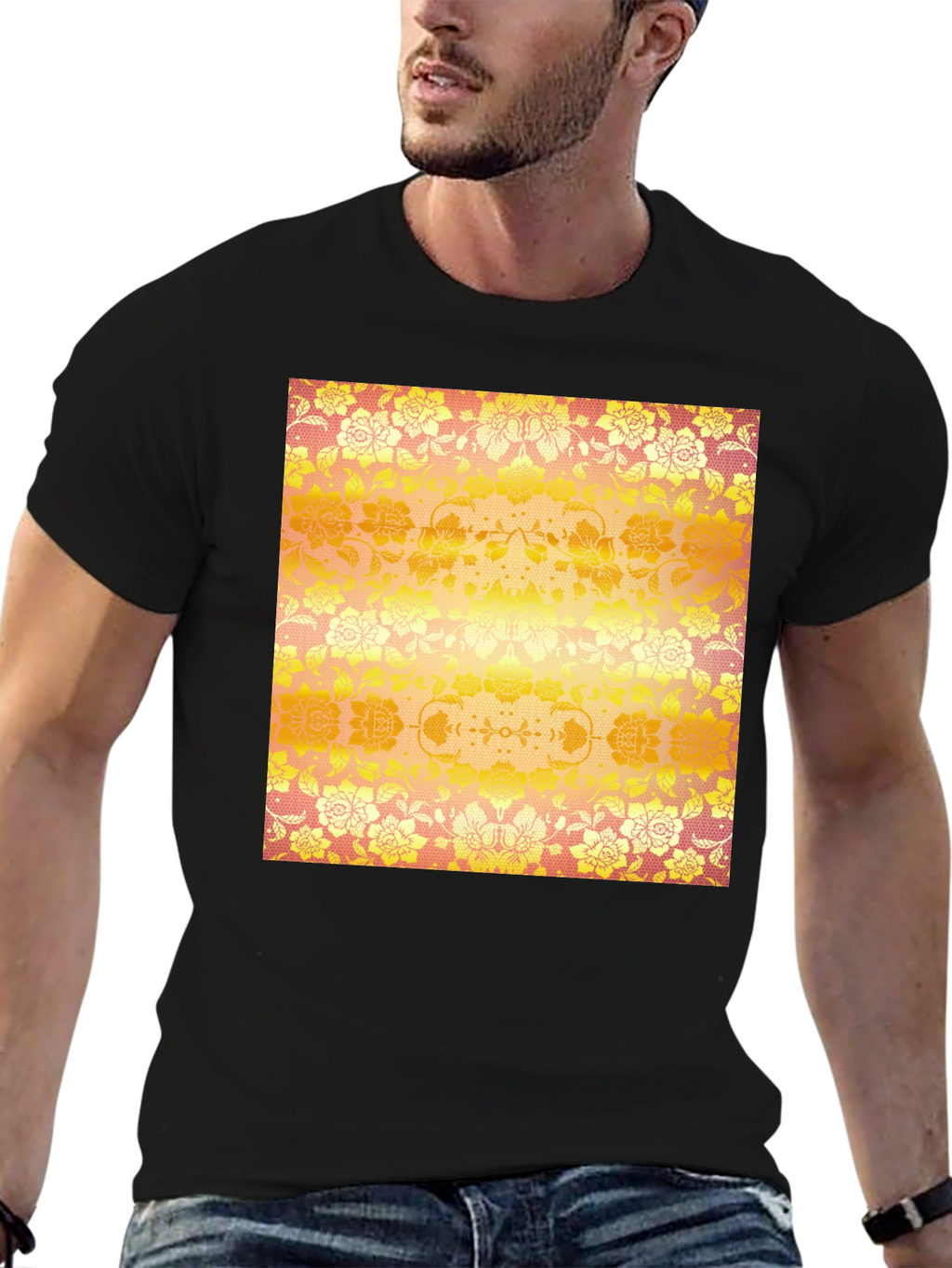 Floral Print T-Shirt - Unique Design