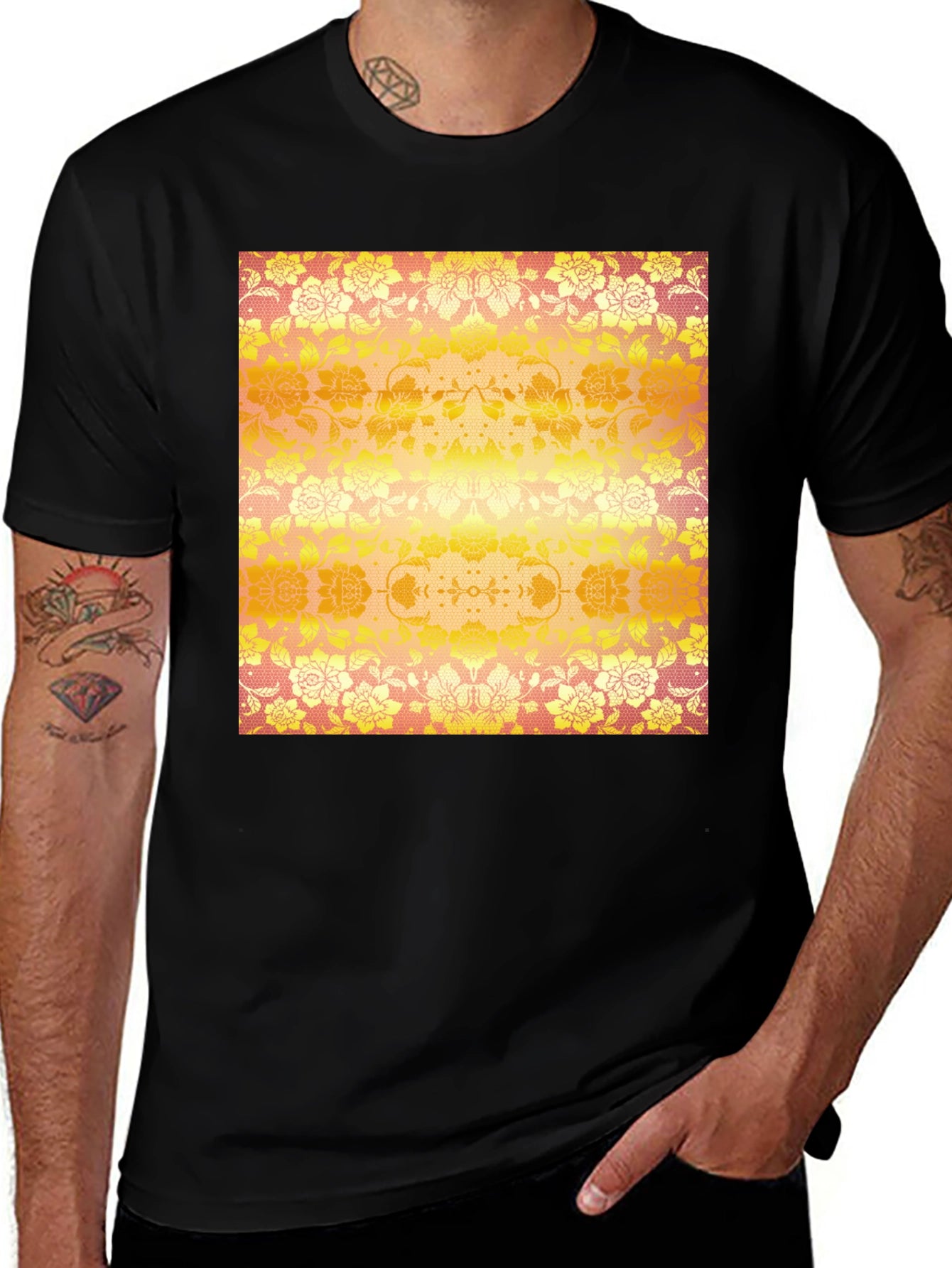 Floral Print T-Shirt - Unique Design