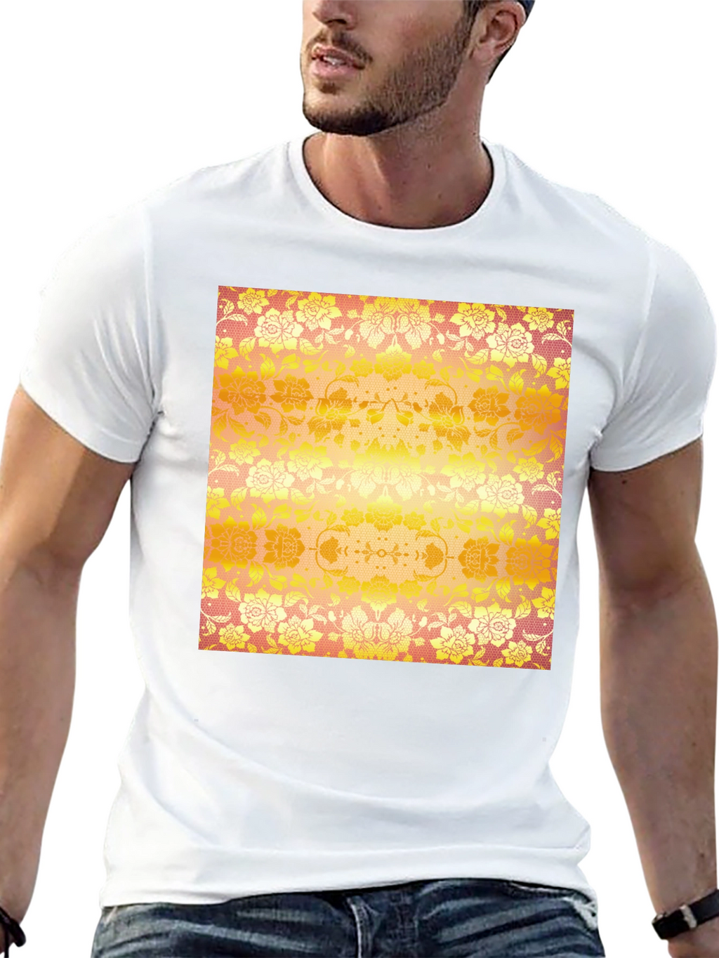 Floral Print T-Shirt - Unique Design