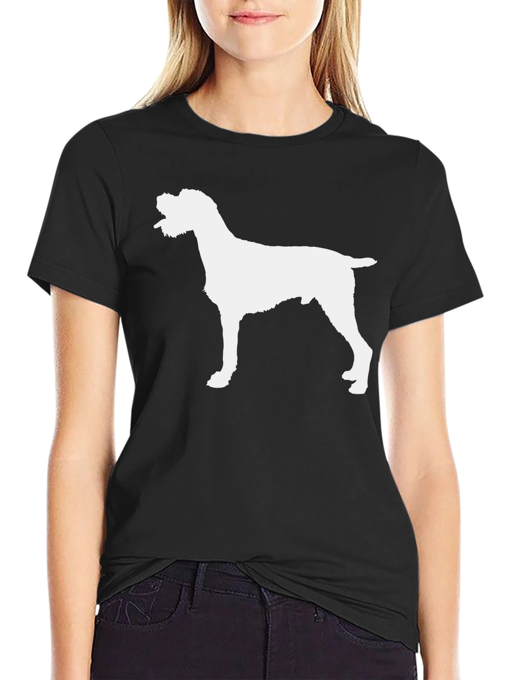 Dog Silhouette Graphic Tee - Black
