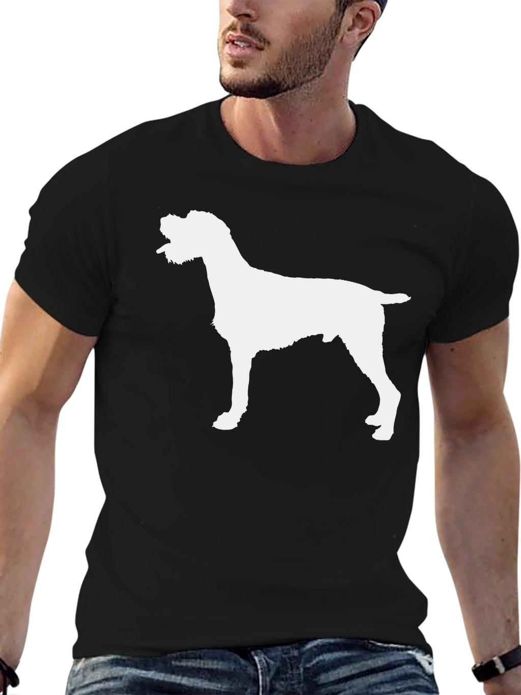 Dog Silhouette Graphic Tee - Black