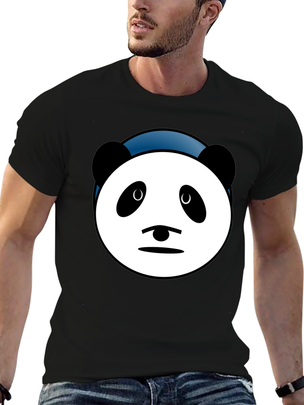 Panda Face Graphic Tee - Soft Cotton Blend T-Shirt