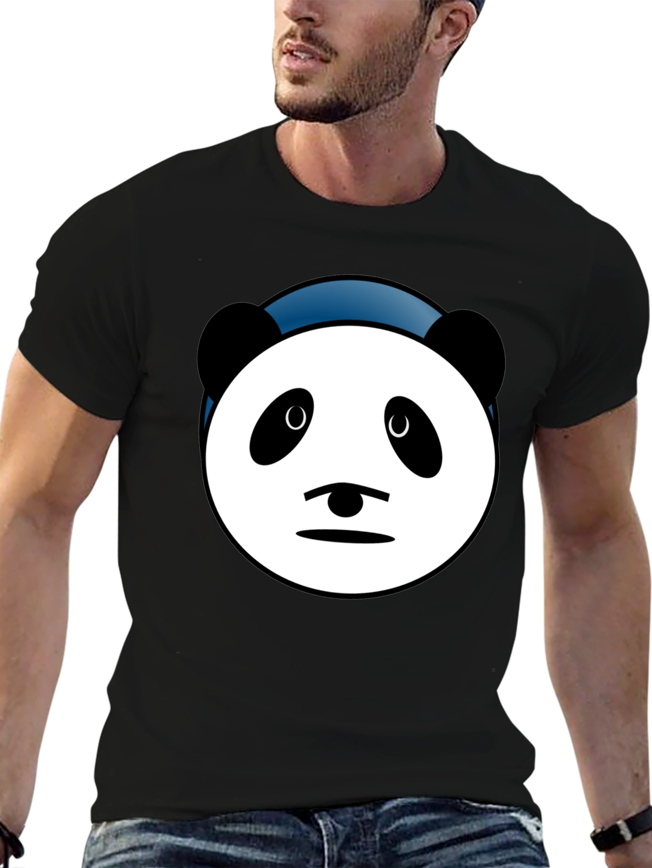 Panda Face Graphic Tee - Soft Cotton Blend T-Shirt