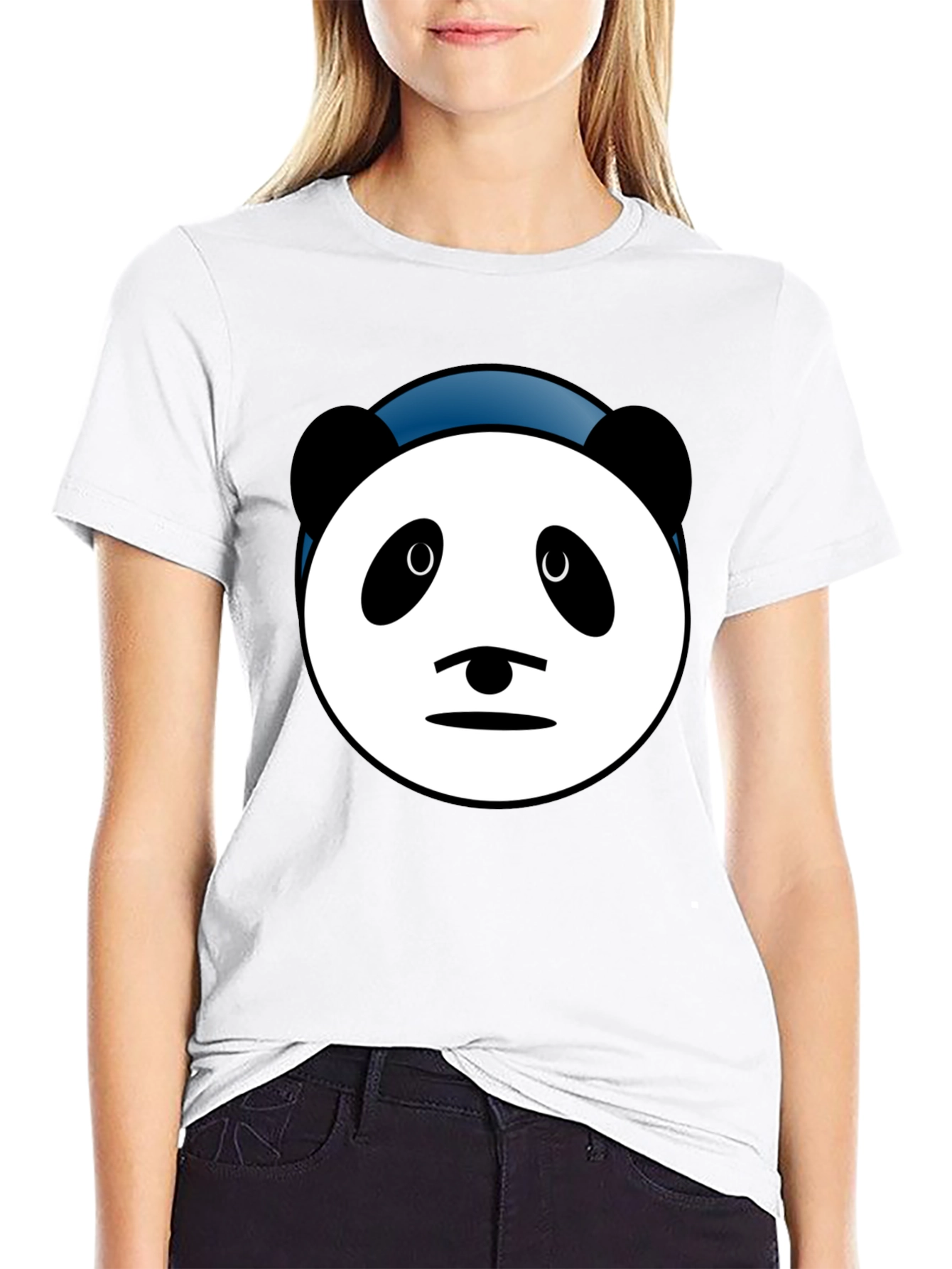 Panda Face Graphic Tee - Soft Cotton Blend T-Shirt