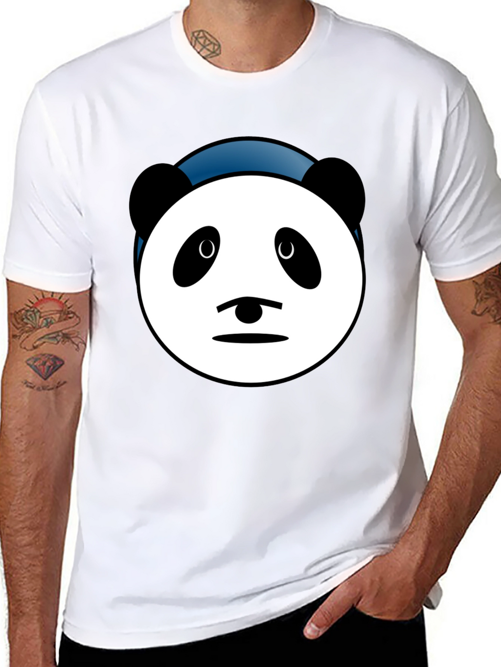 Panda Face Graphic Tee - Soft Cotton Blend T-Shirt
