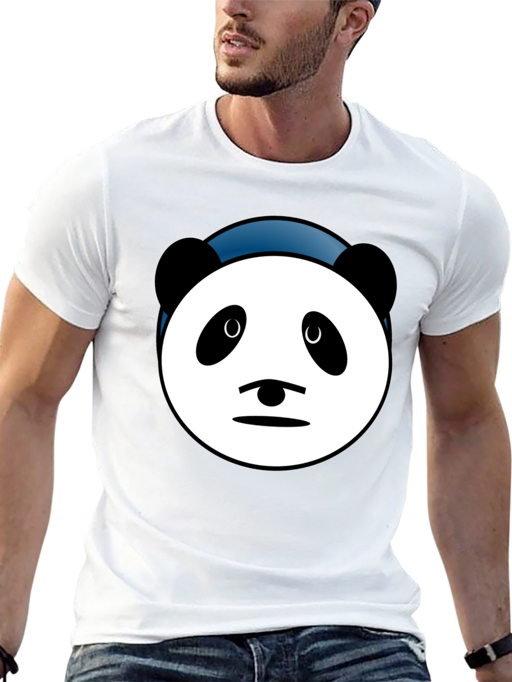 Panda Face Graphic Tee - Soft Cotton Blend T-Shirt