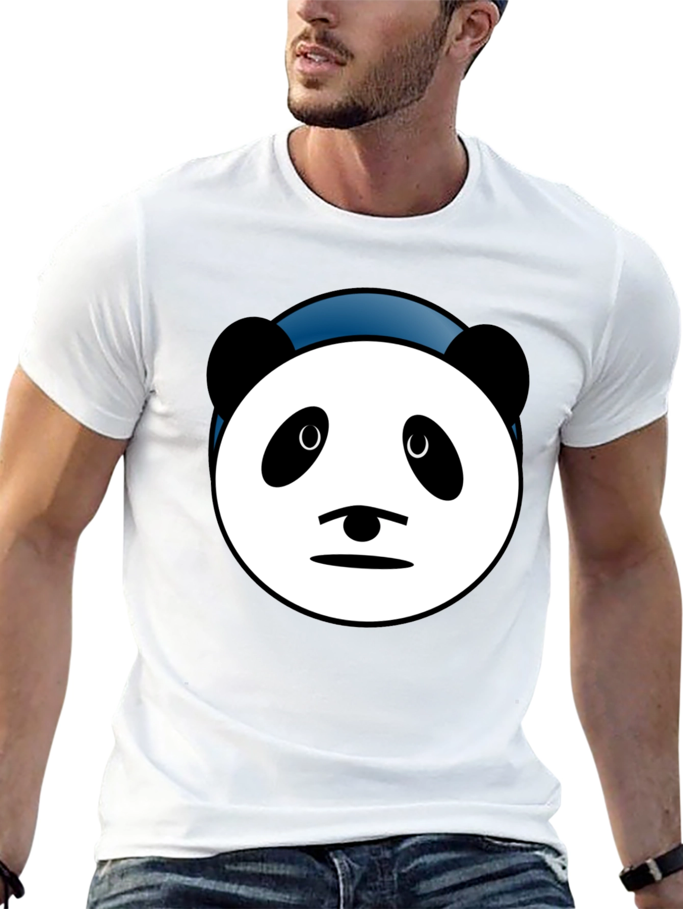 Panda Face Graphic Tee - Soft Cotton Blend T-Shirt