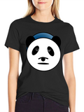 Panda Face Graphic Tee - Soft Cotton Blend T-Shirt
