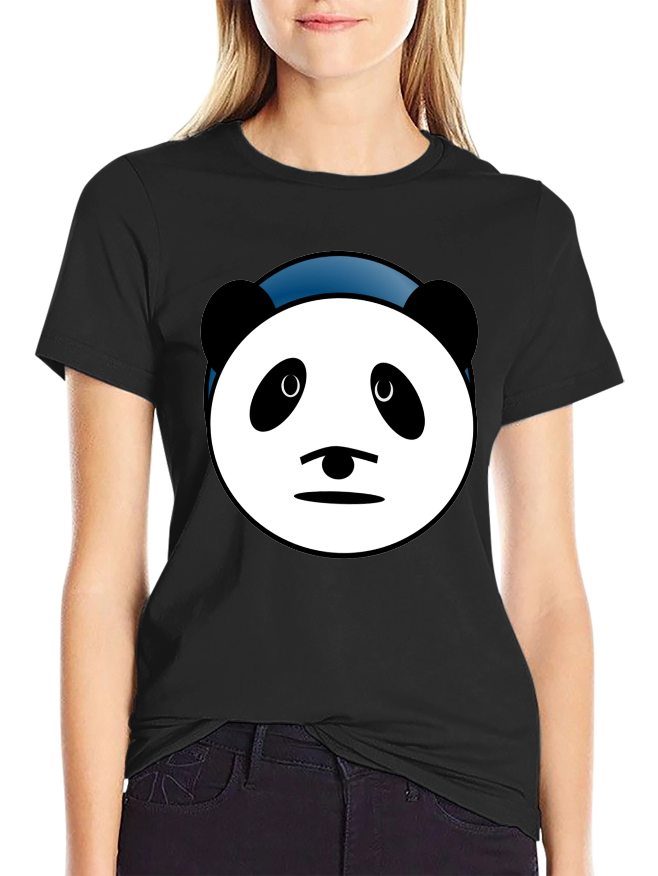 Panda Face Graphic Tee - Soft Cotton Blend T-Shirt