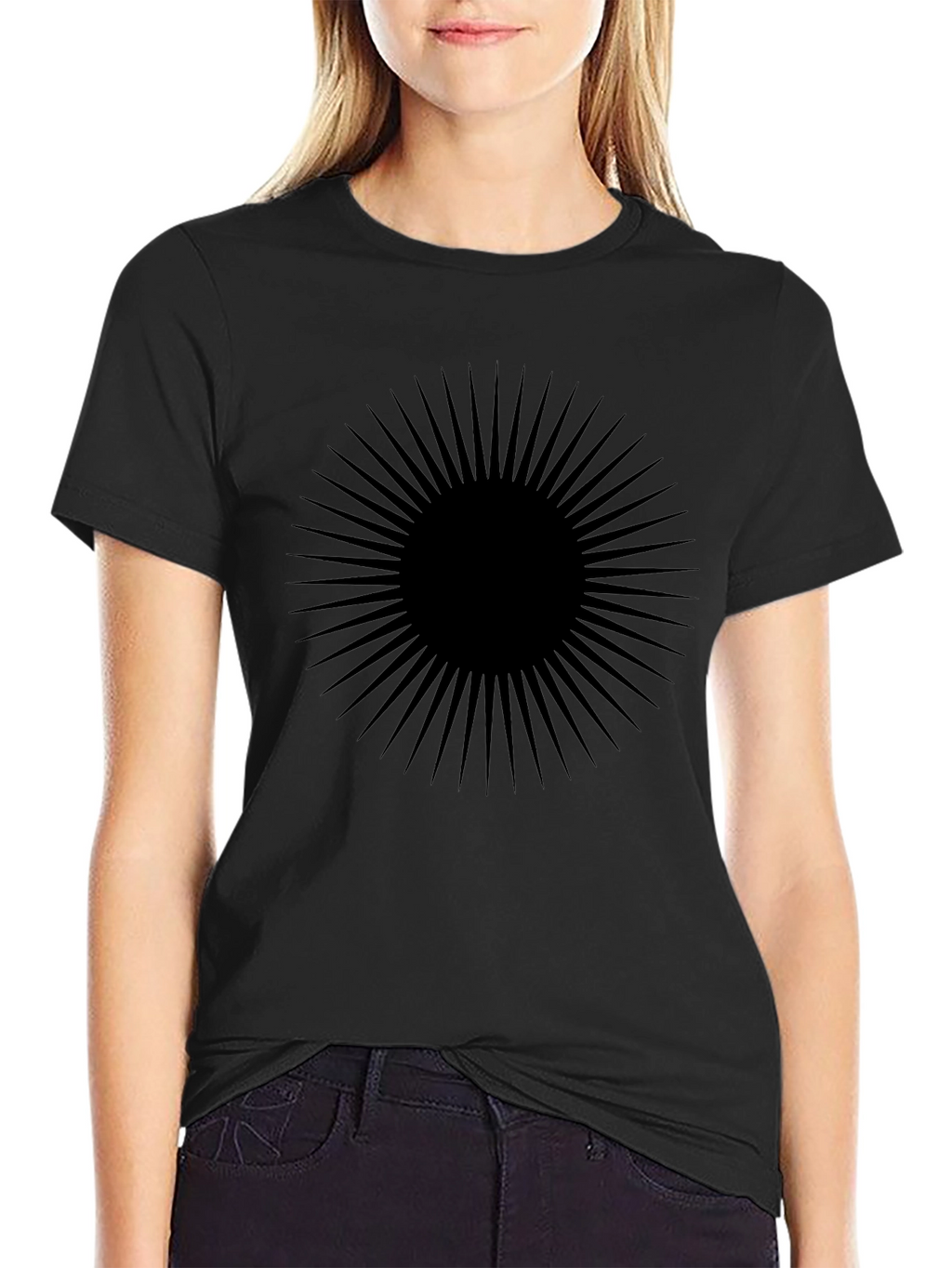 Abstract Sunburst Graphic Tee - Black