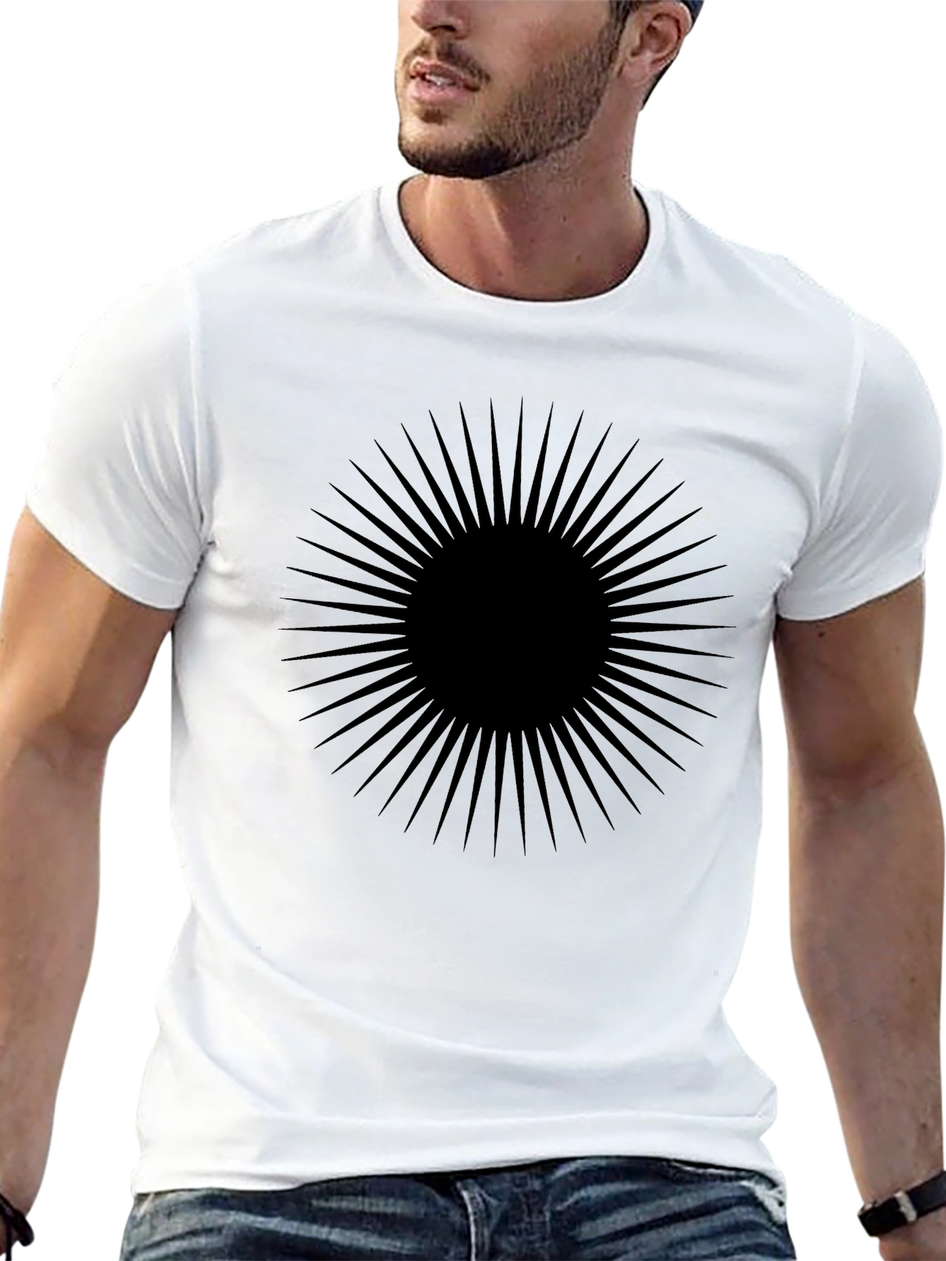 Abstract Sunburst Graphic Tee - Black