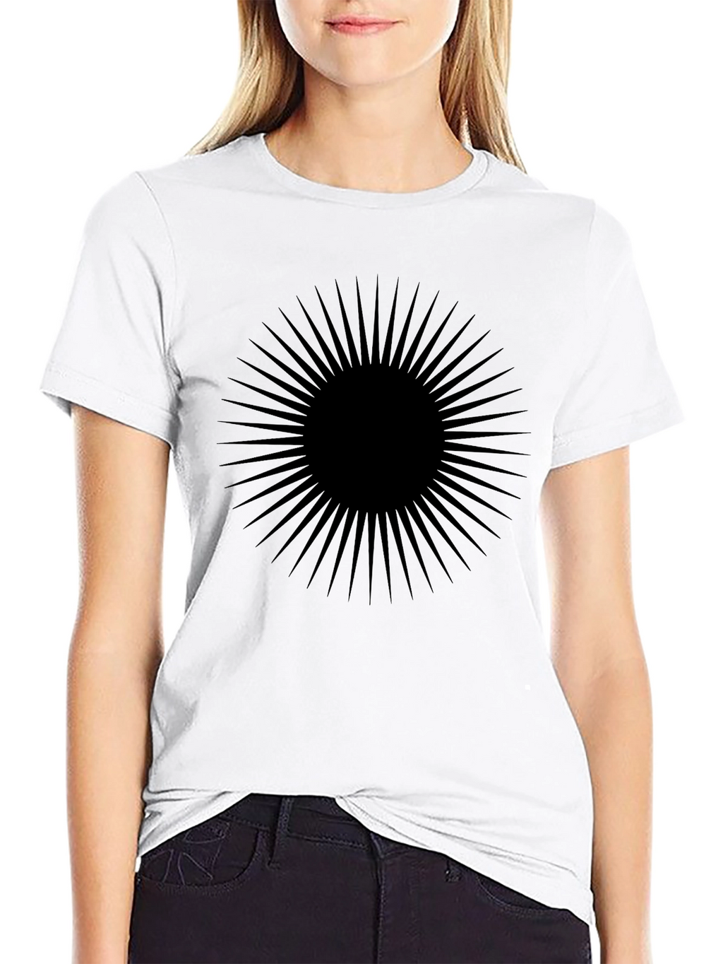 Abstract Sunburst Graphic Tee - Black