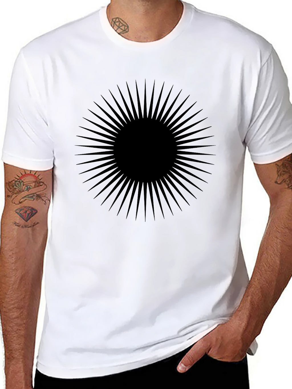 Abstract Sunburst Graphic Tee - Black