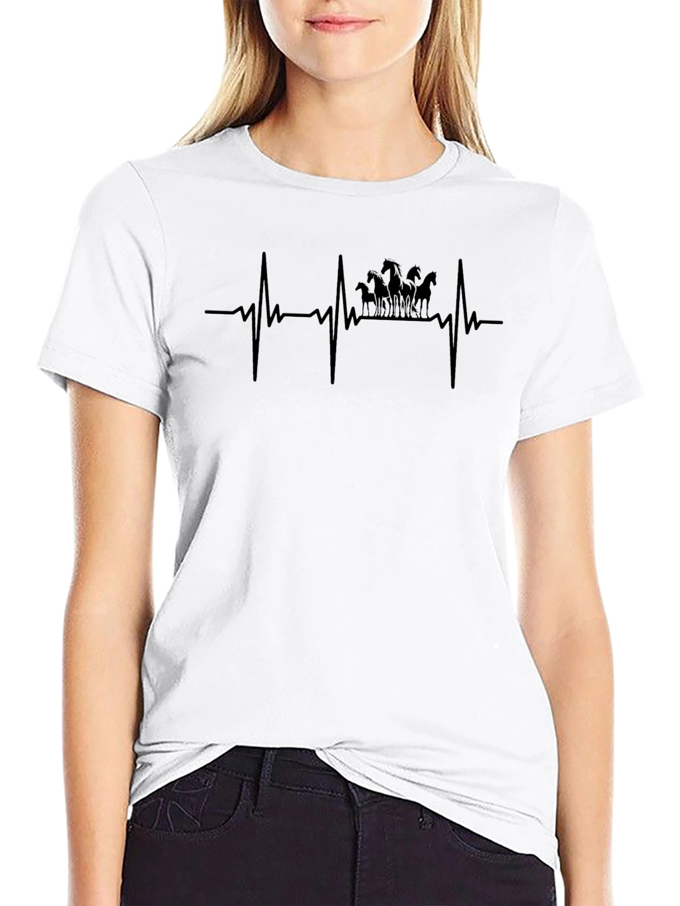 Horse Heartbeat Graphic Tee - Equestrian Lover Shirt