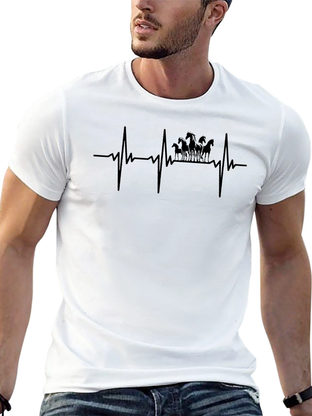 Horse Heartbeat Graphic Tee - Equestrian Lover Shirt