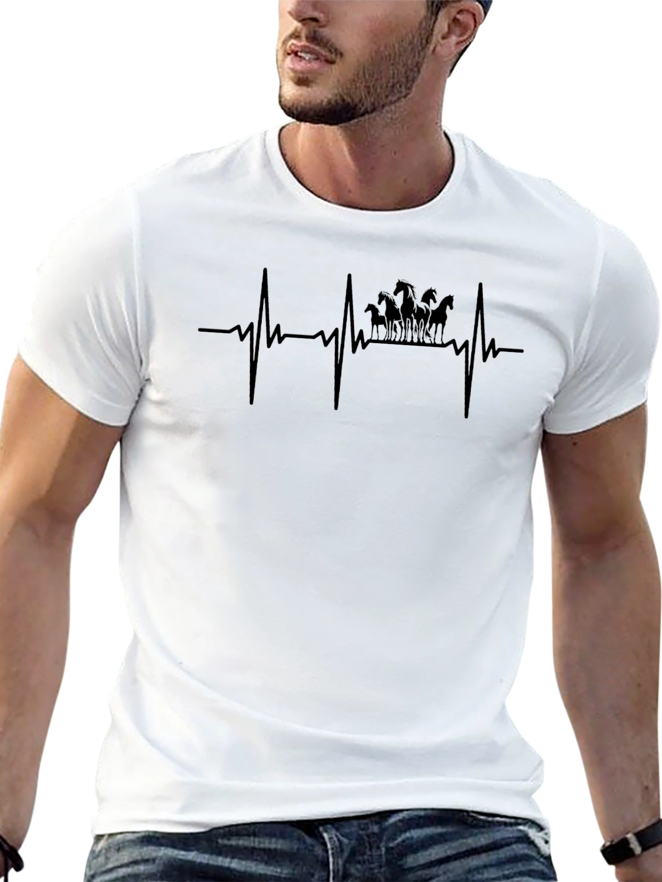 Horse Heartbeat Graphic Tee - Equestrian Lover Shirt
