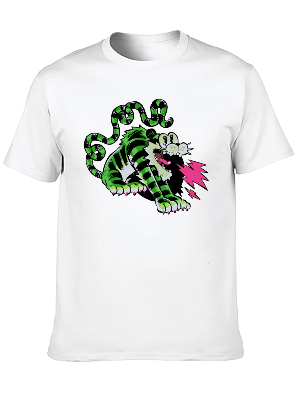Cartoon Cat T-Shirt - Green and Black