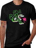 Cartoon Cat T-Shirt - Green and Black