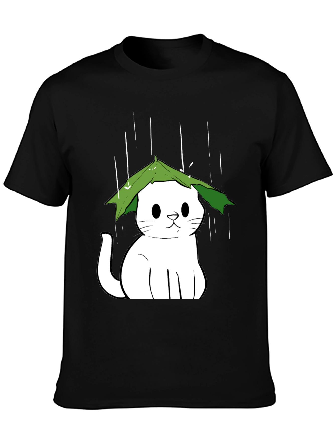 Cat Under Leaf Umbrella T-Shirt