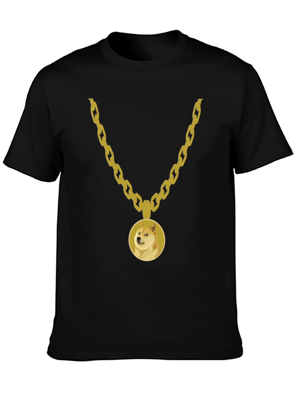 Doge Gold Chain Black Tee - Trendy Meme Apparel