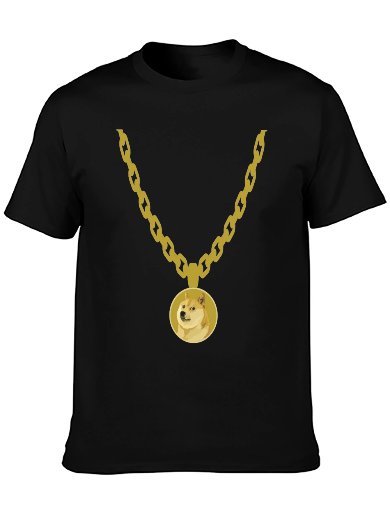 Doge Gold Chain Black Tee - Trendy Meme Apparel