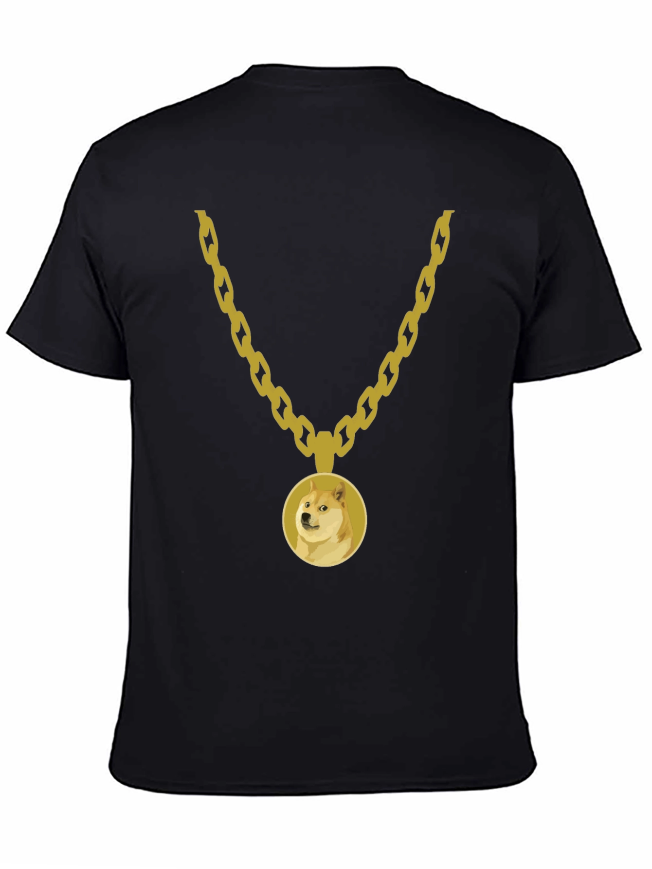 Doge Gold Chain Black Tee - Trendy Meme Apparel