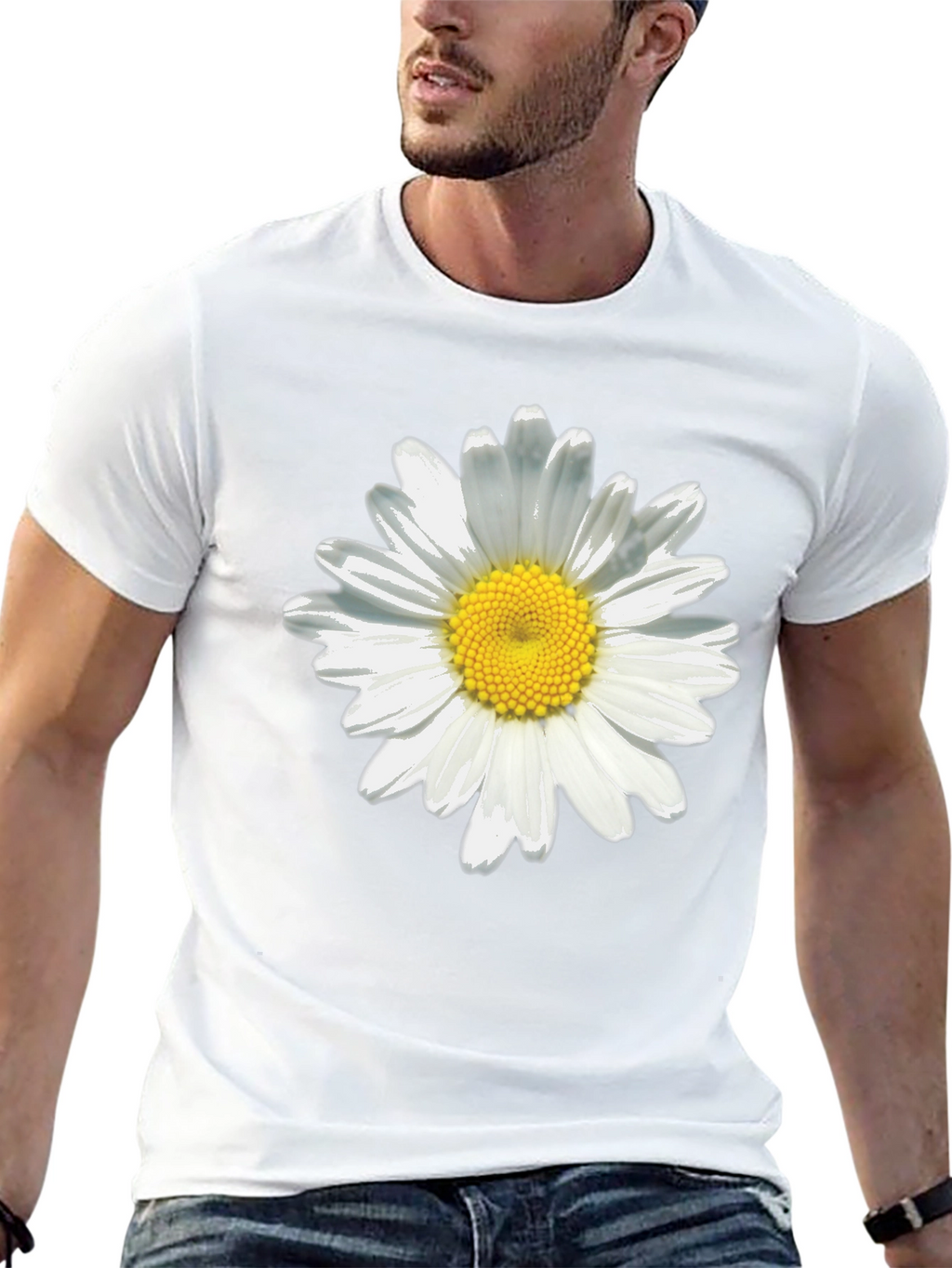 Daisy Flower Black T-Shirt