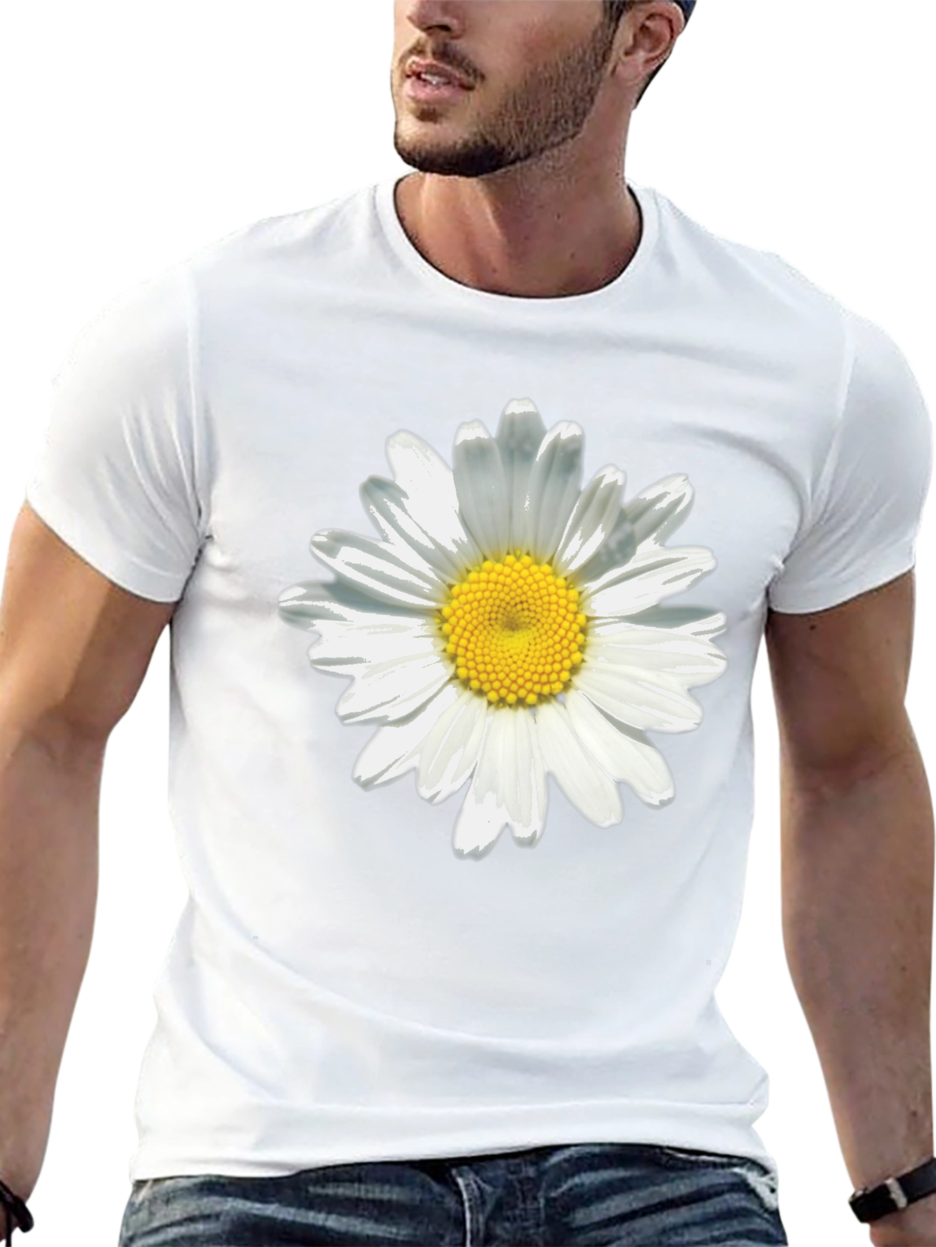 Daisy Flower Black T-Shirt