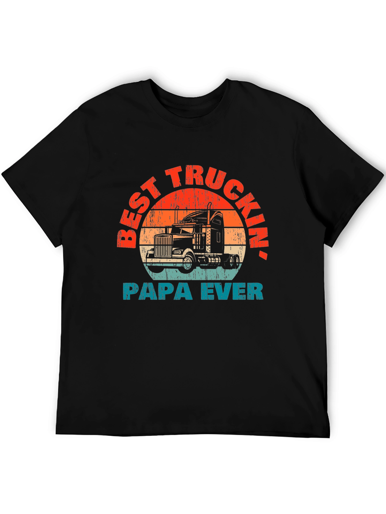 Best Truckin Papa Ever T-Shirt - Black