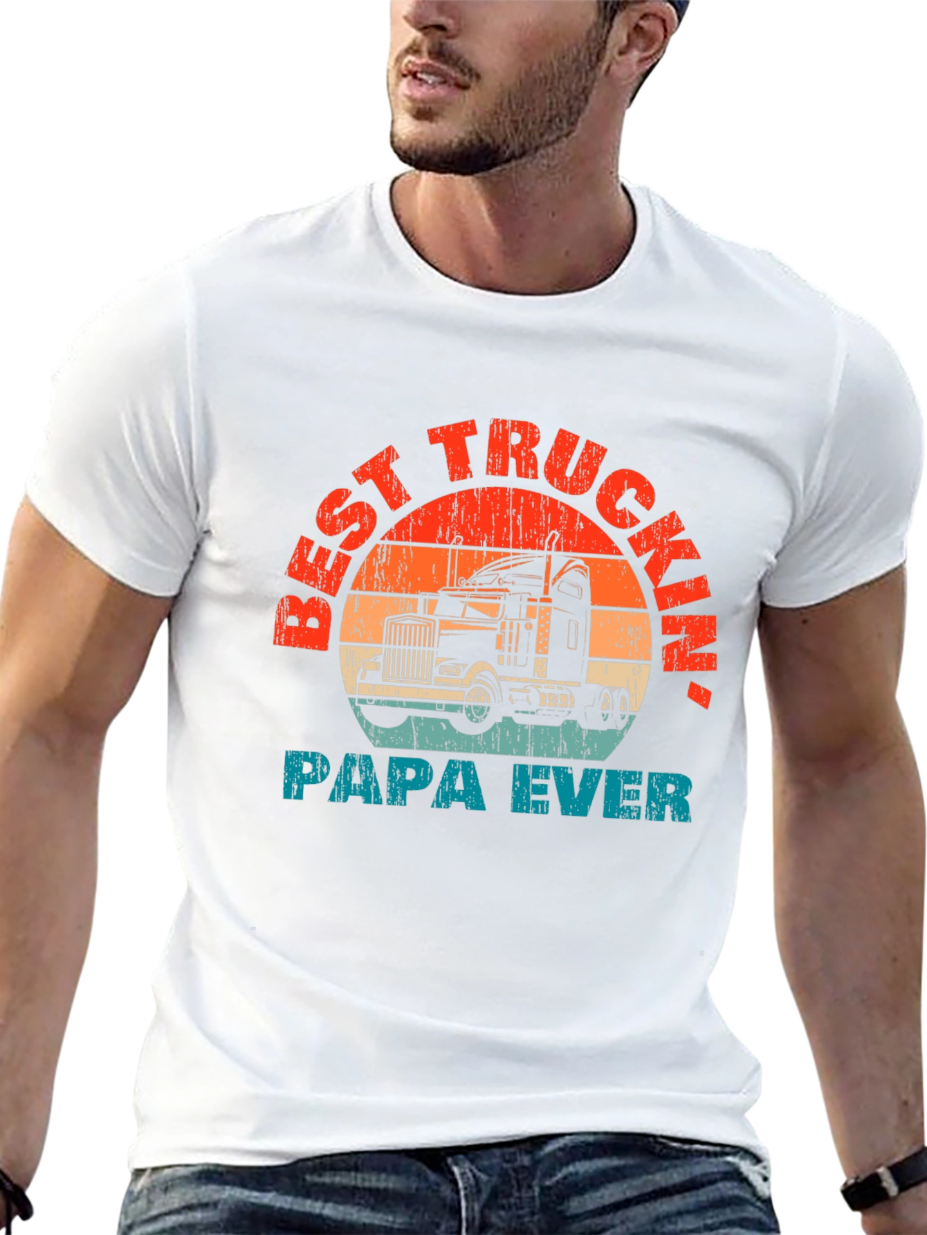 Best Truckin Papa Ever T-Shirt - Black