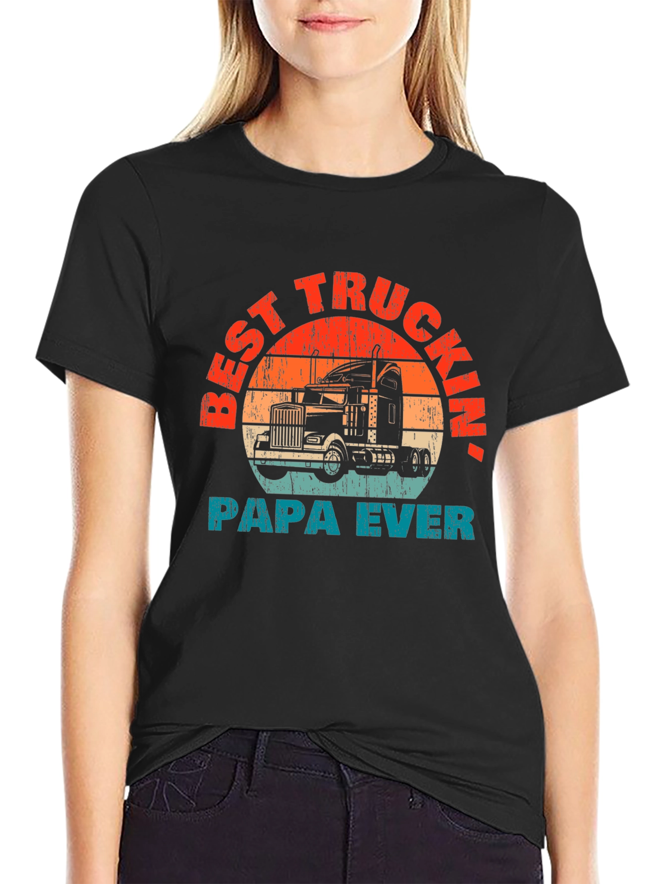 Best Truckin Papa Ever T-Shirt - Black