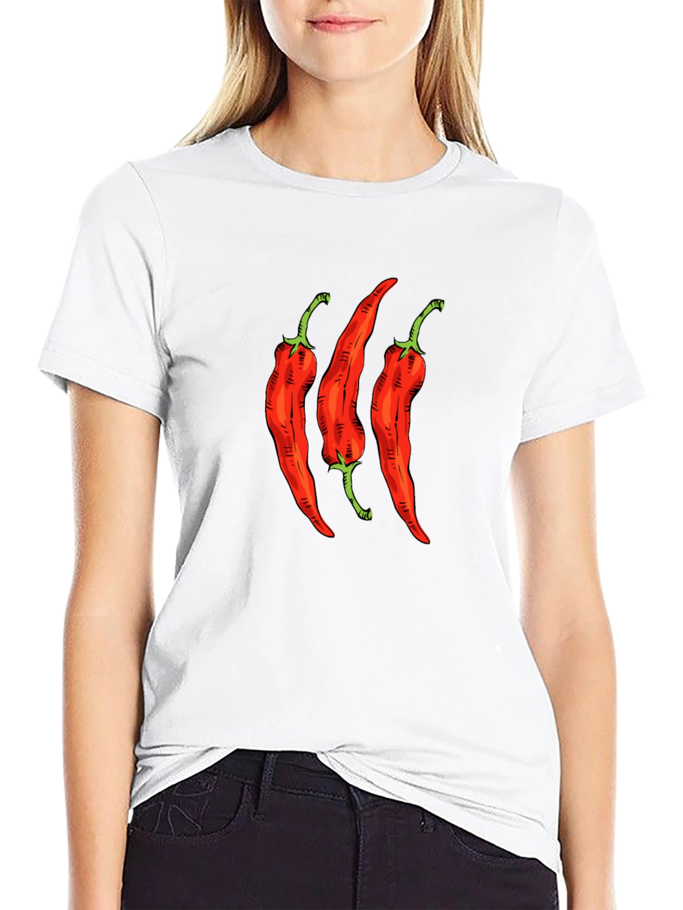 Spicy Chili Pepper Graphic Tee - Black