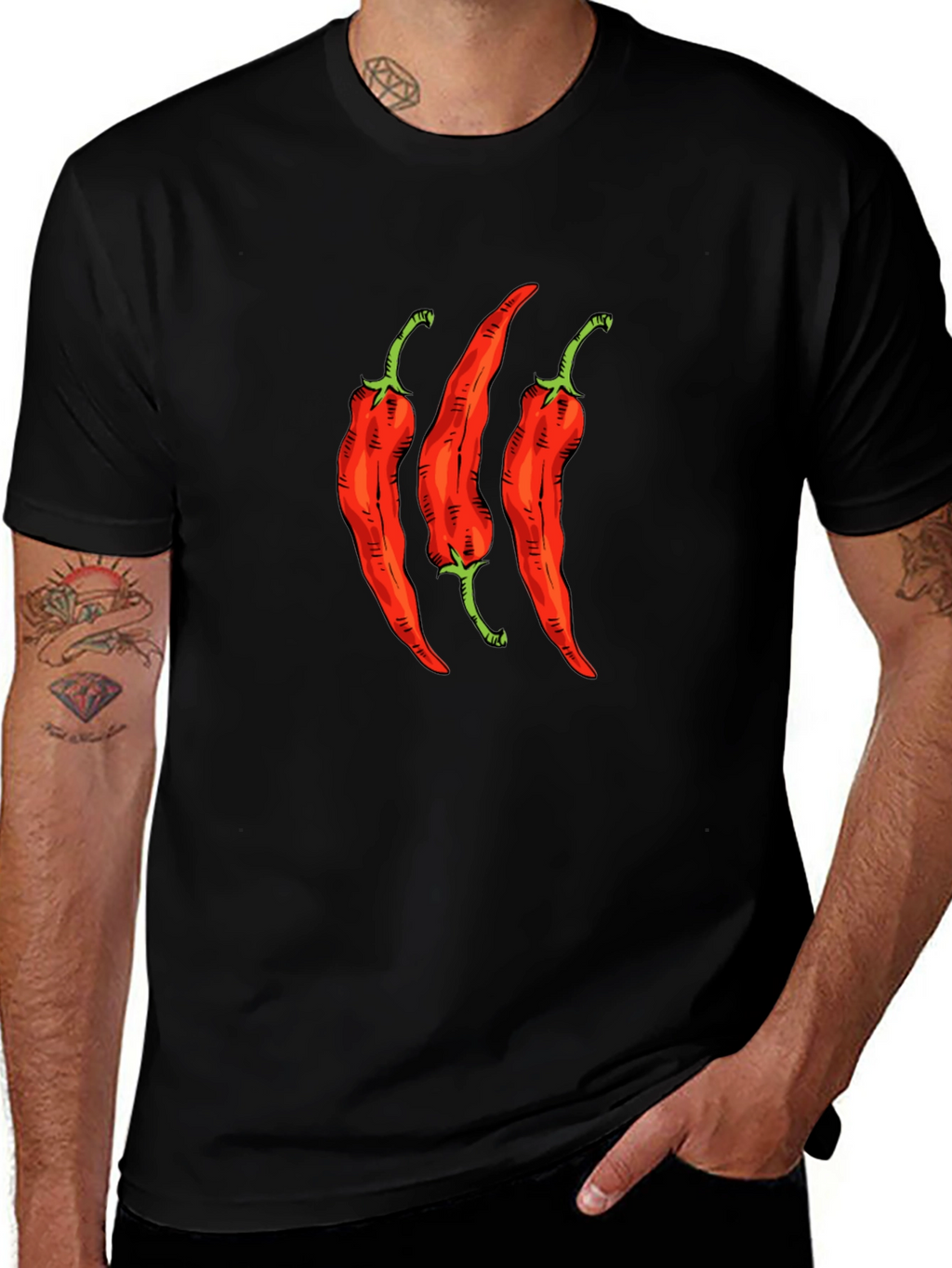 Spicy Chili Pepper Graphic Tee - Black