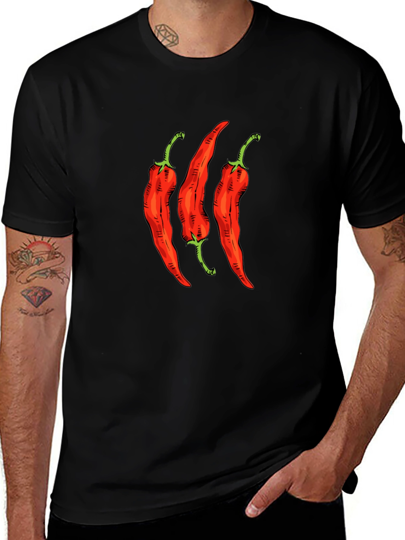Spicy Chili Pepper Graphic Tee - Black