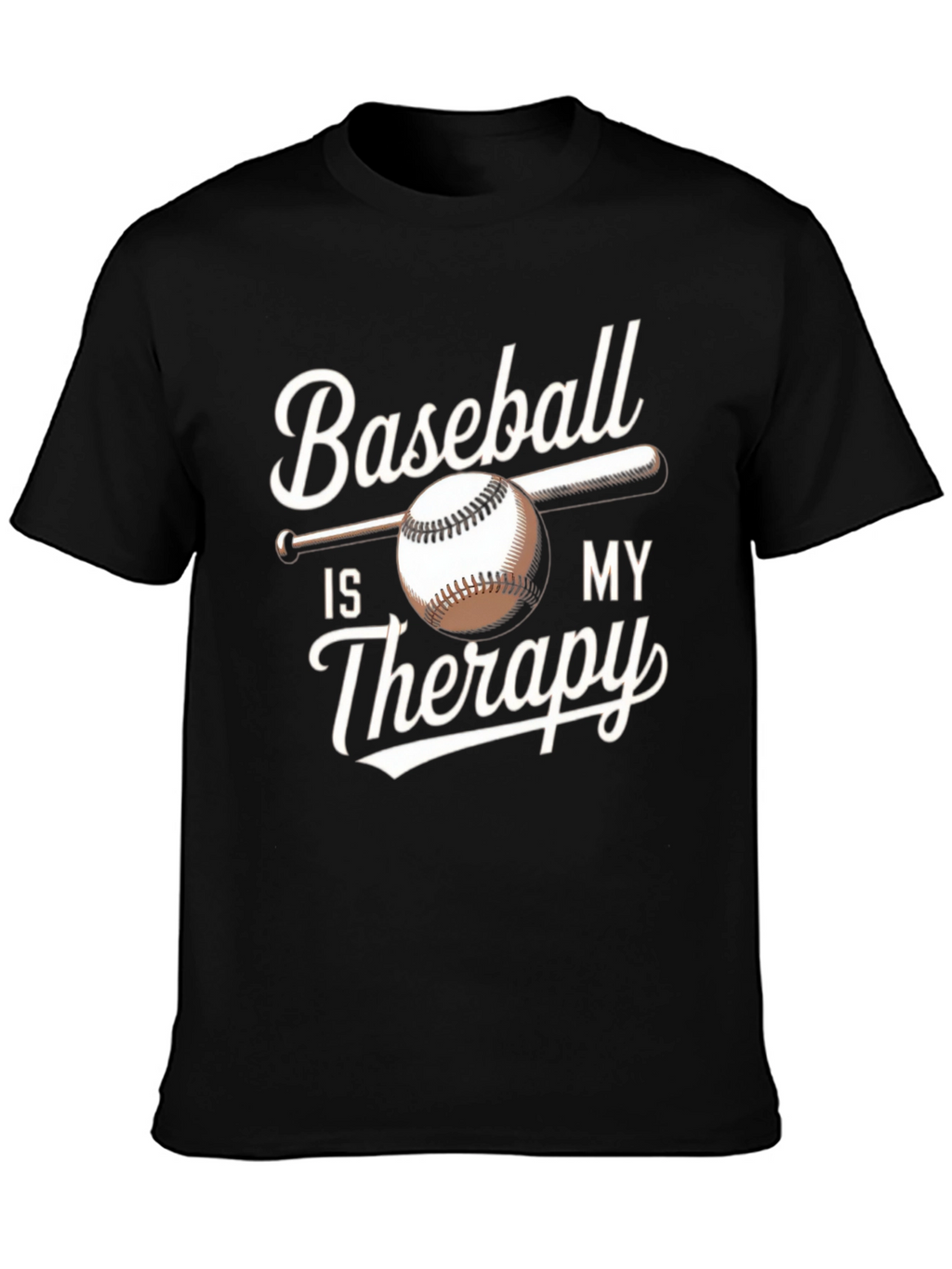 Baseball Is My Therapy T-Shirt | Black Tee