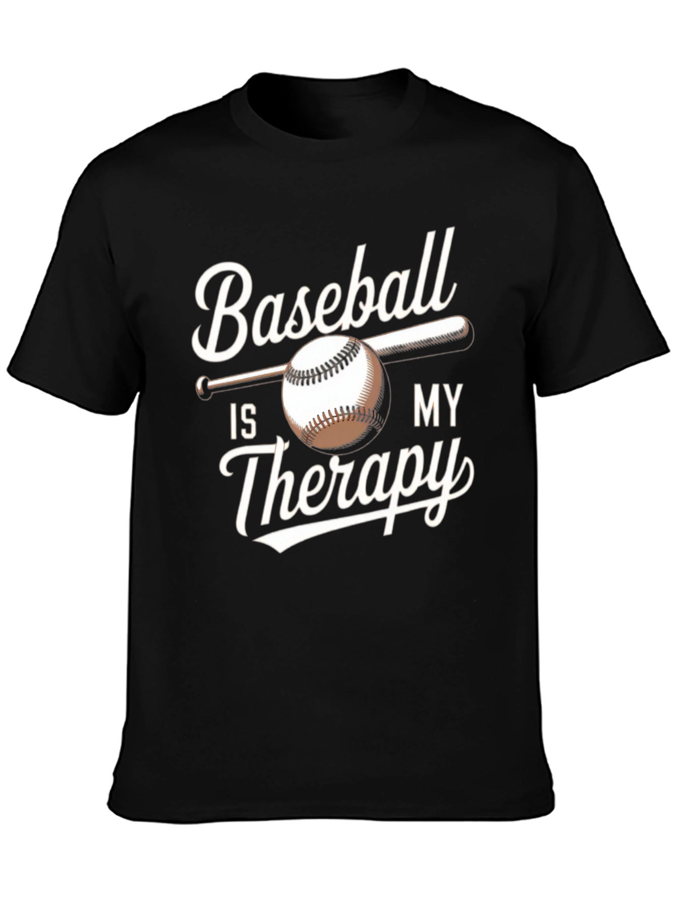 Baseball Is My Therapy T-Shirt | Black Tee