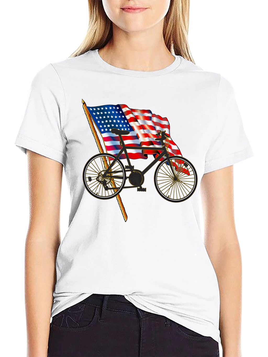 Patriotic Bicycle T-Shirt - USA Flag Bike Tee
