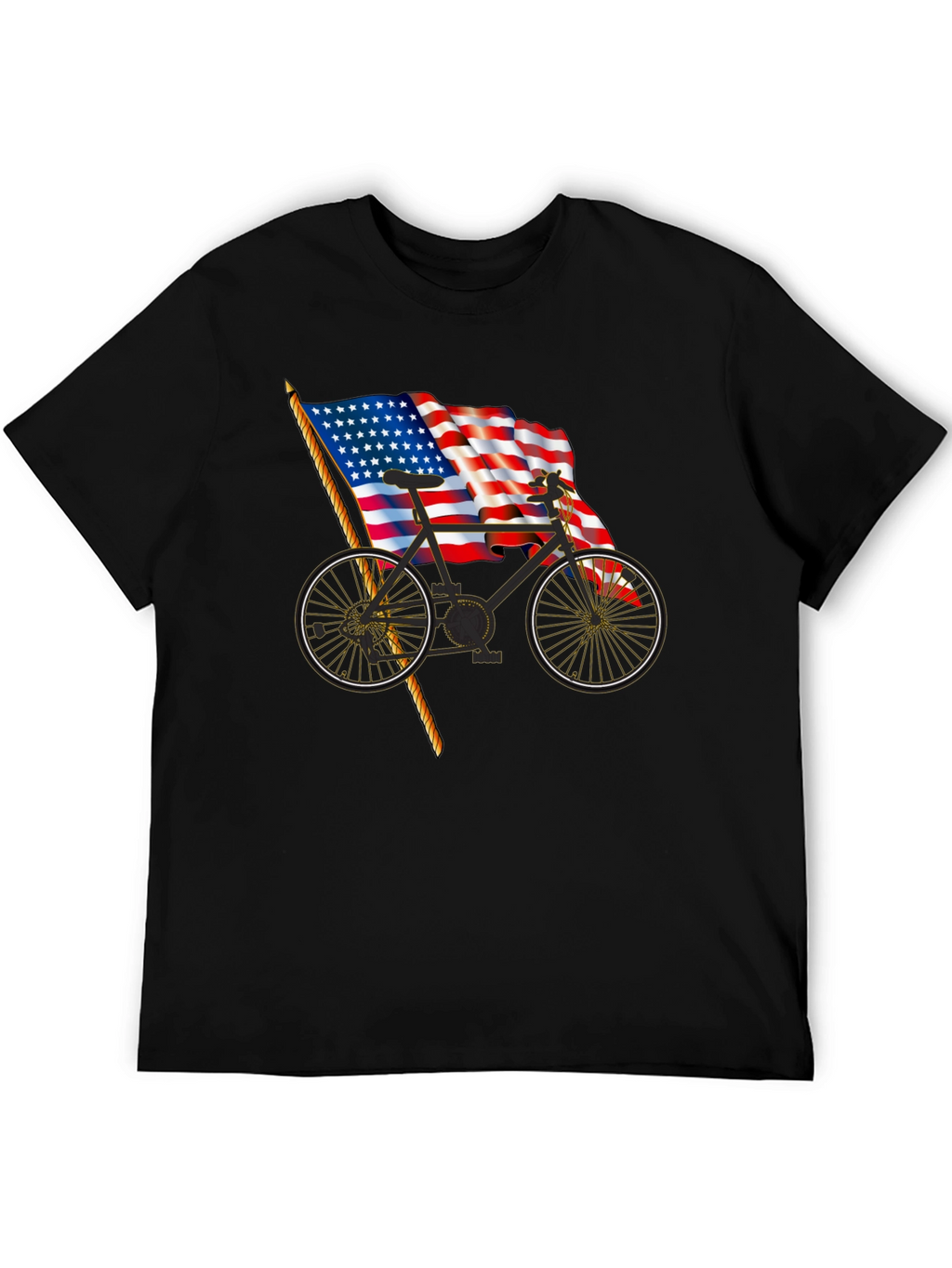 Patriotic Bicycle T-Shirt - USA Flag Bike Tee